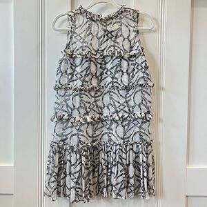 Thomas Wylde Grey Butterfly Print Layered Silk Chiffon Dress Women’s XS